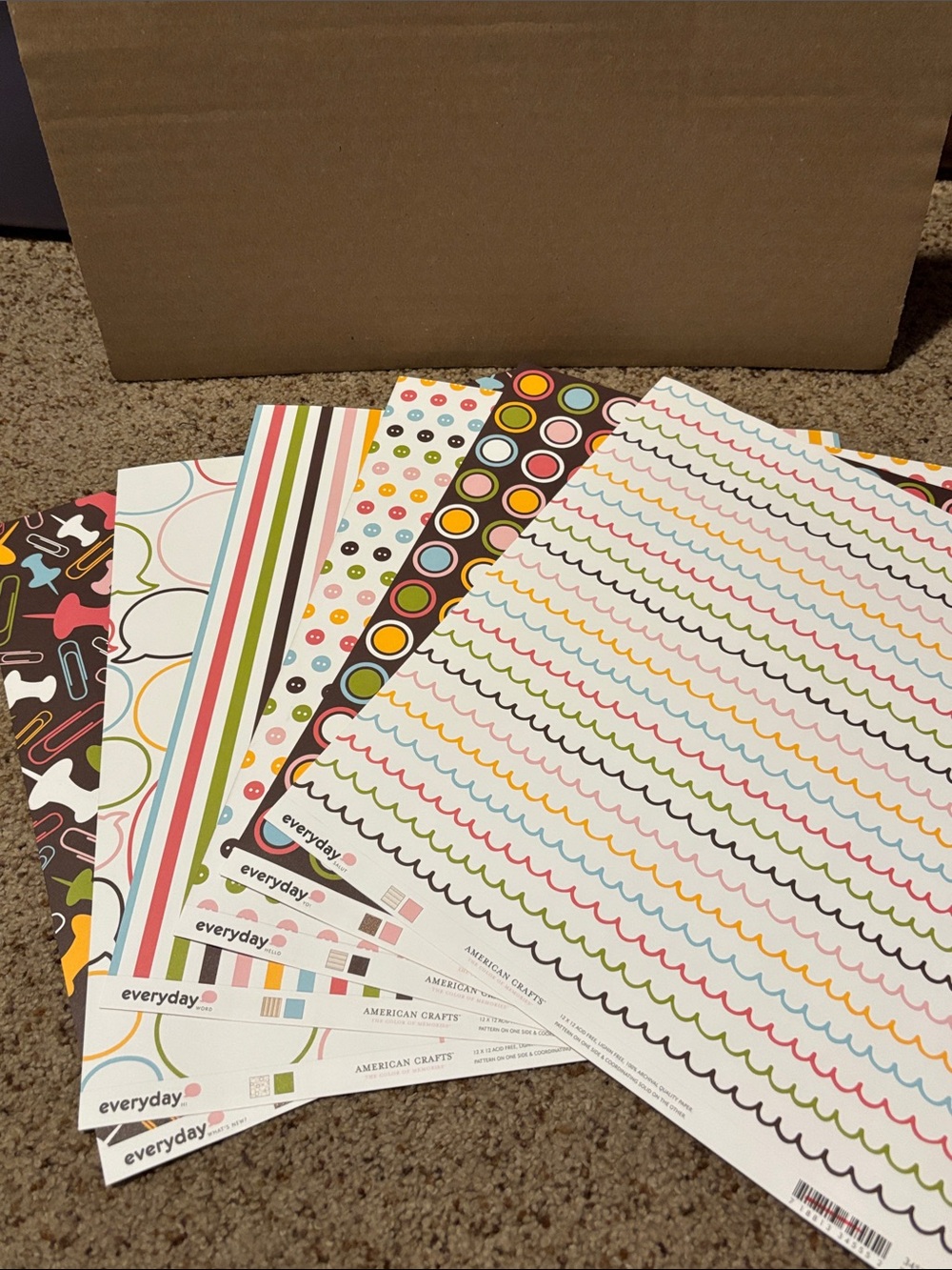 Everyday American Crafts 12x12 Multicolor Decorative Sheets 6 pages